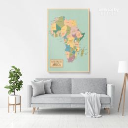 Retro Political Map Of Africa with Different sizes Romania Map Canvas Wall Art