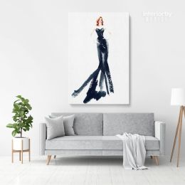 Modern Women Watercolor Painting Posters Print Black and White Canvas with Frame