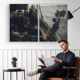 Crowd beside a Steam Train Canvas Wall Art Print