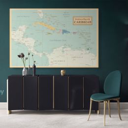 Official Political Map of Caribbean Canvas Giant World Map Atlas Geography Print Map Canvas Wall Art