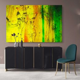 Modern Art Landscape Acrylic Bright Colors And Ink In Water Canvas Wall Art