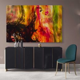 Beautiful Modern Art Landscape Acrylic Bright Colors And Ink In Water Canvas Wall Art
