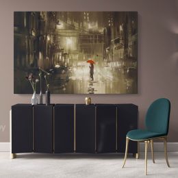 Rainy Night Rain Canvas Wall Art