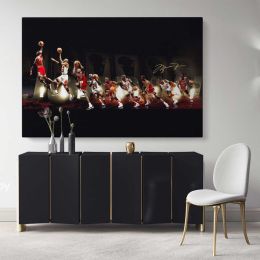 Michael Jordan Basketball Player Canvas Autograph Canvas Wall Art