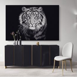 Tiger Large Black and White Photography Canvas Wall Art