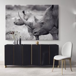 Rhinoceros Black and White Photography Canvas Wall Art