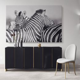 Zebra Large Black and White Photography Canvas Wall Art