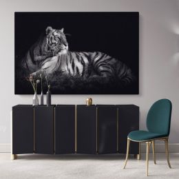 Large Tiger Canvas Black and White Photography Canvas Wall Art
