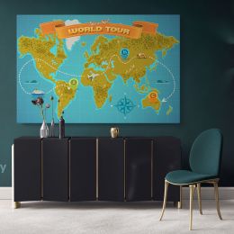 Take A Trip Kids World Tour Map Nursery Map Canvas Colorful Map Decor For Large World Map