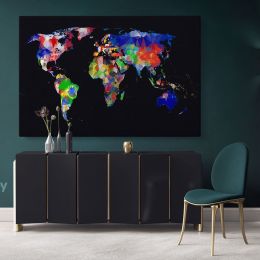 Geometric Design World Map World Map Wall Art World Map Canvas Large World Map Canvas Wall Art