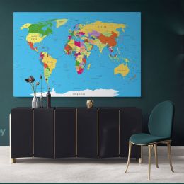 Highly Detailed Political World Map With Globes Wall Art World Map Canvas Large Canvas Wall Art