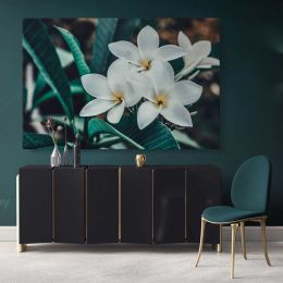 Tropical Flowers Leaves Canvas for Green Leaves WallArt Canvas Wall Art