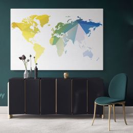 Abstract Large World Map wall art Bright Different Colors Wall Art Modern wall art Canvas Wall Art