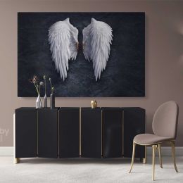 Banksy Style White Angel Wings Banksy Reproduction Wall Canvas Wall Art