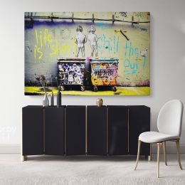 Banksy Style Life Is Short Chill The Duck Out Kids Canvas Wall Art