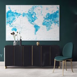 Official Political World Map Canvas Highly Detailed World Atlas Time Zone Map wall Canvas Wall Art