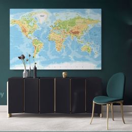 Official Giant World Map Atlas Geography Political Canvas Wall Art