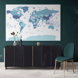 Detailed Official World Map Atlas Geography Political Canvas Wall Art