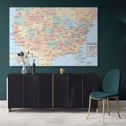 United States of America Canvas National Capital Major Roads Lakes Print Office Art Canvas Wall Art