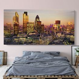 London City of Financial District Background Panoramic Canvas Wall Art