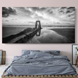 Panoramic Black and White Photography Printed Canvas Wall Art