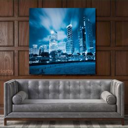 Square Photography City Building Poster Print Canvas with Frame
