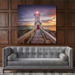 Square Photography City Lighthouse Poster Print Canvas with Frame