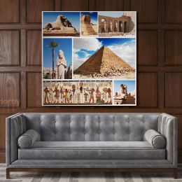 Ancient Egypt Civilization Collage Poster Print Canvas with Frame