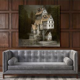 3D Fantasy Fairytale House Canvas Wall Art