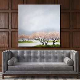 Modern Watercolour Spring Tree Paint Canvas Wall Art