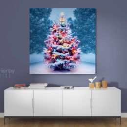 Christmas Tree Gift Print Painting Poster Framed Canvas