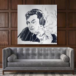 Elon Musk Poster Smoking Weed Drawing Canvas Wall Art
