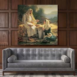 Living Water Jesus Christ and the Samaritan Woman Photo Print Poster Canvas