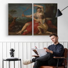 Diana and Cupid by Pompeo Batoni Canvas Wall Art Print