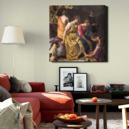 Diana and her Nymphs (ca. 1653–1654) famous painting. Johannes VERMEER Square Canvas Wall Art