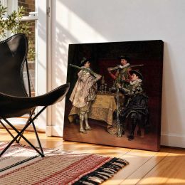 Discussing the Day's Shoot by Adolphe Alexandre Lesrel Square Canvas Wall Art