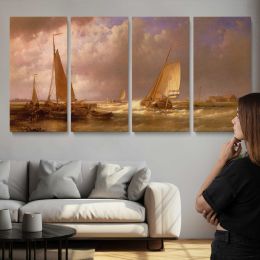 Dutch Barges at the Mouth of an Estuary by Abraham Hulk Sr. Panoramic Wall Art