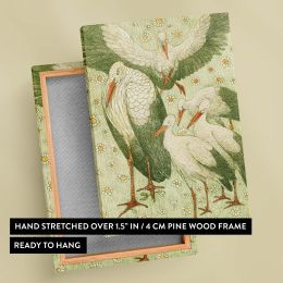 Five Storks in a Meadow - Charming Dutch Bird Scene By Theo van Hoytema 