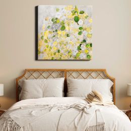 Floral finger painting on a textured wall vector Square Canvas Wall Art