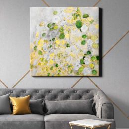 Floral finger painting on a textured wall vector Square Canvas Wall Art
