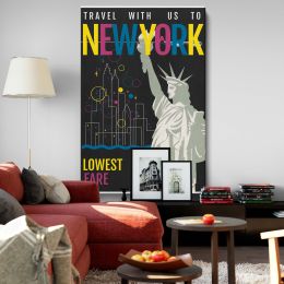 Fly to New York - Northwest Airlines Poster with Statue View