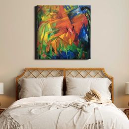 Franz Marc's Animals in a Landscape (1914) Square Canvas Wall Art