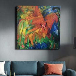 Franz Marc's Animals in a Landscape (1914) Square Canvas Wall Art