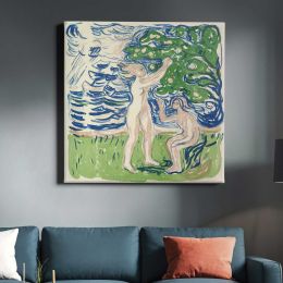 Girls Picking Apples (1915) by Edvard Munch Square Canvas Wall Art