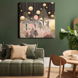 Gold silver pink cristmas baubles nature art backgrounds Square Canvas Wall Art