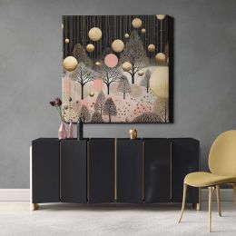 Gold silver pink cristmas baubles nature art backgrounds Square Canvas Wall Art
