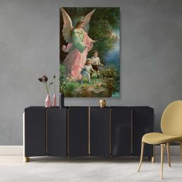 Guardian Angel with Children - Spiritual 1914 Divine Protection Scene 