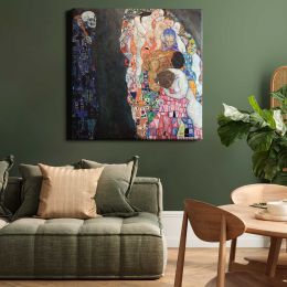 Gustav Klimt Death and Life (1910-1915) Square Canvas Wall Art