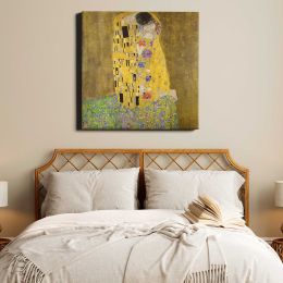 Gustav Klimt The Kiss (1907–1908) Square Canvas Wall Art