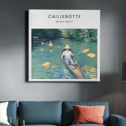 Gustave Caillebotte skiffs art print, famous painting, vintage wall poster Square Canvas Wall Art